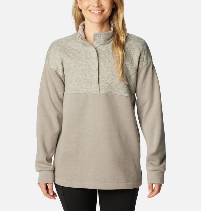 Columbia Hart Mountain Quilted Half Snap Women\'s Pullover Grey | HMZEYT-256