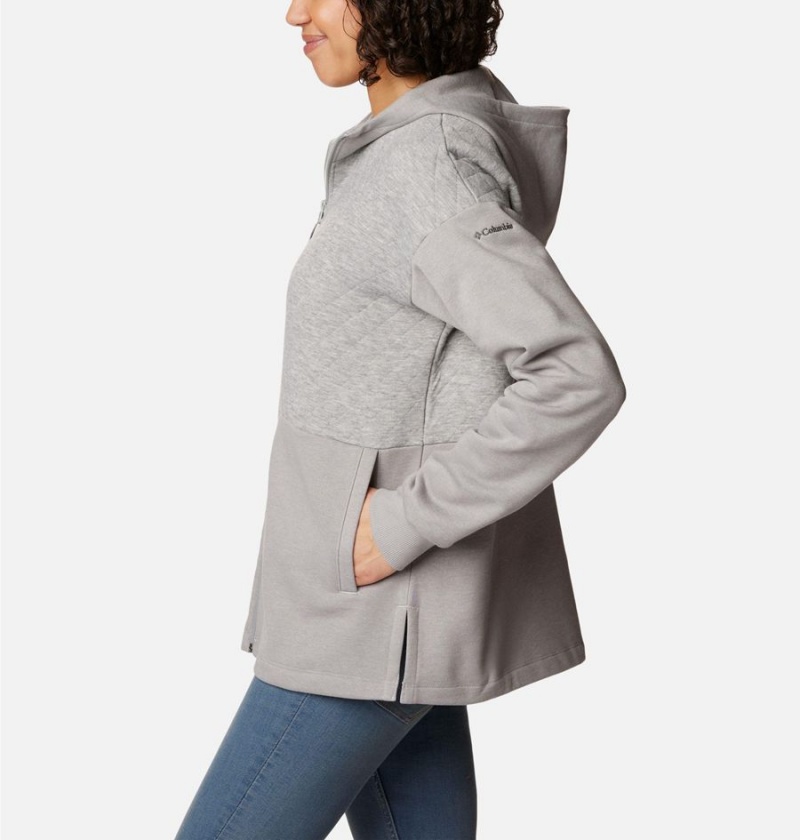 Columbia Hart Mountain Quilted Hooded Full Zip Women's Fleece Jacket Grey | JVOQFA-653