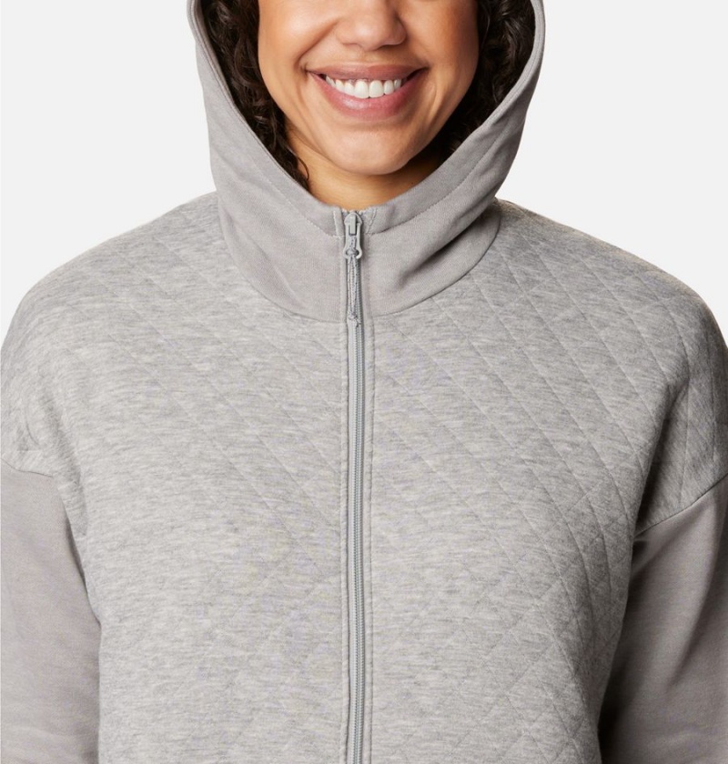 Columbia Hart Mountain Quilted Hooded Full Zip Women's Fleece Jacket Grey | JVOQFA-653