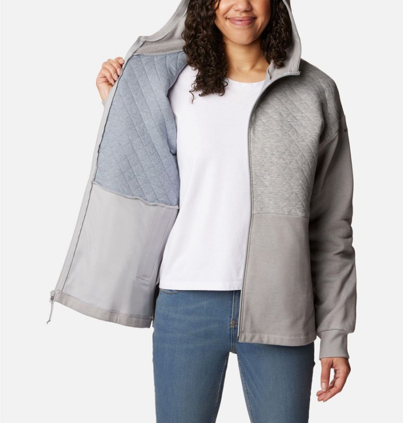 Columbia Hart Mountain Quilted Hooded Full Zip Women's Fleece Jacket Grey | JVOQFA-653