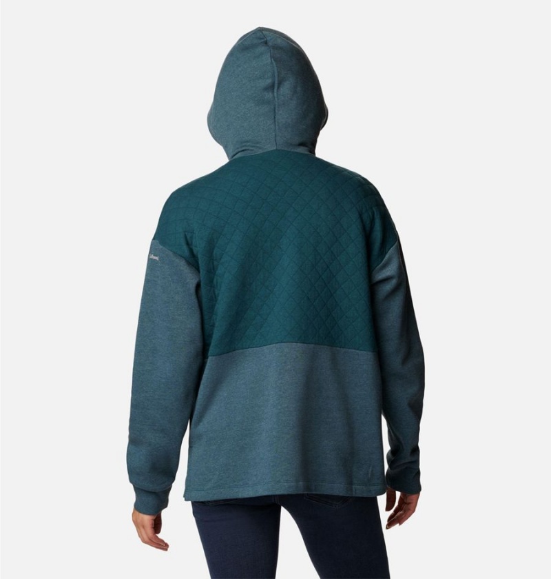 Columbia Hart Mountain Quilted Hooded Full Zip Women's Fleece Jacket Turquoise | LZAMHG-451