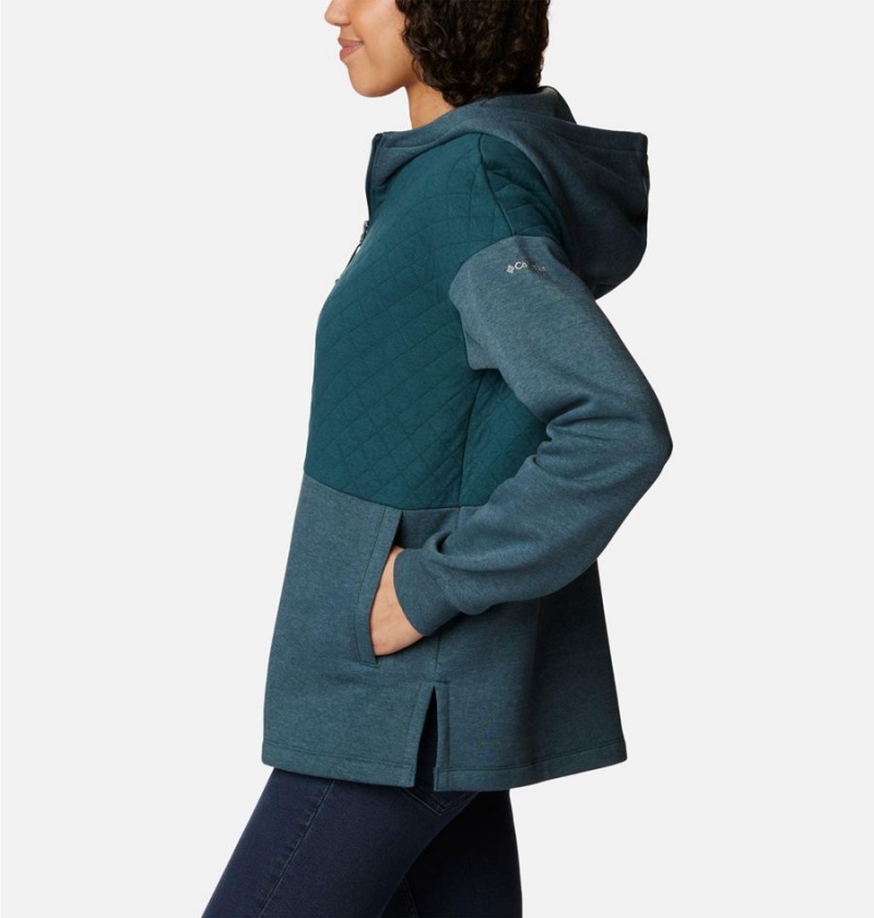 Columbia Hart Mountain Quilted Hooded Full Zip Women's Fleece Jacket Turquoise | LZAMHG-451
