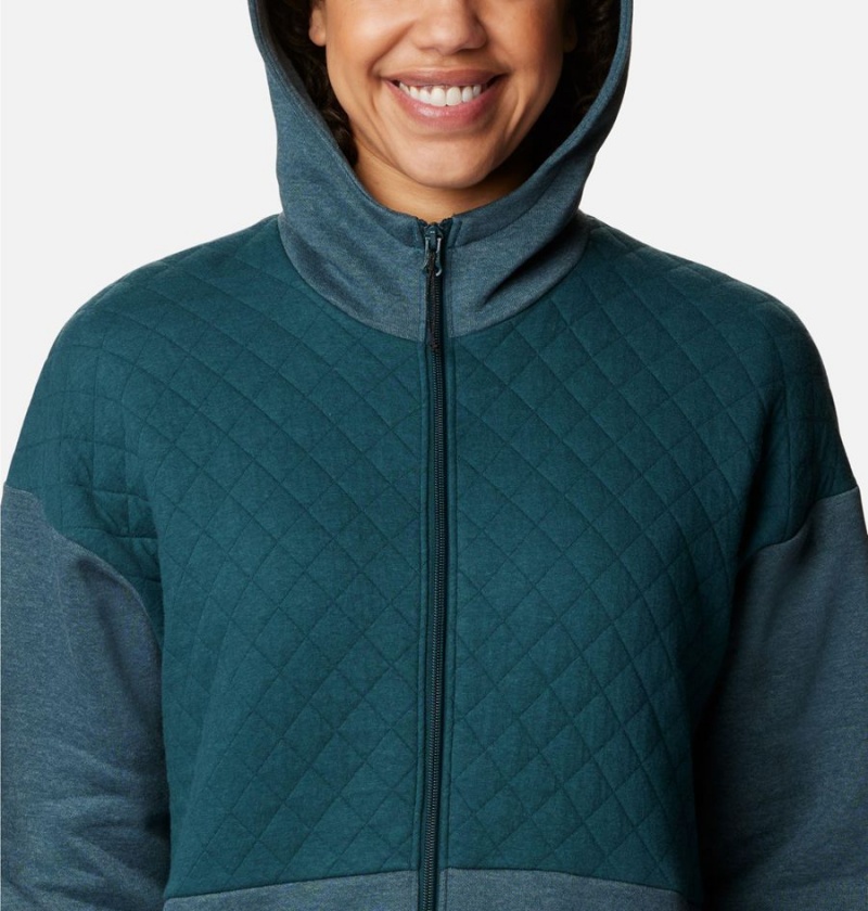 Columbia Hart Mountain Quilted Hooded Full Zip Women's Fleece Jacket Turquoise | LZAMHG-451