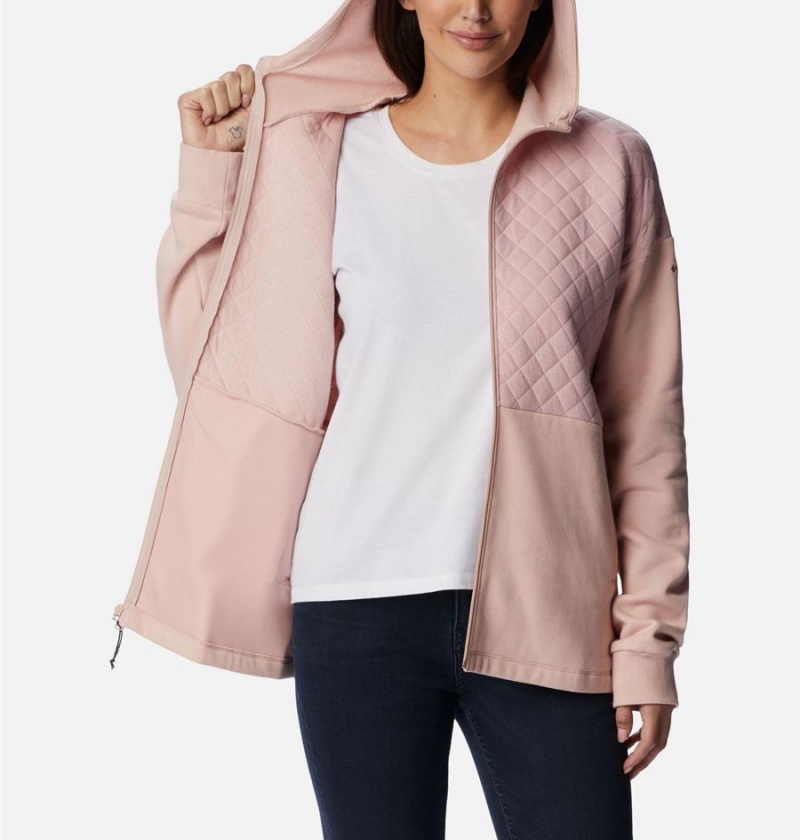 Columbia Hart Mountain Quilted Hooded Full Zip Women's Fleece Jacket Pink | OJBRLY-159