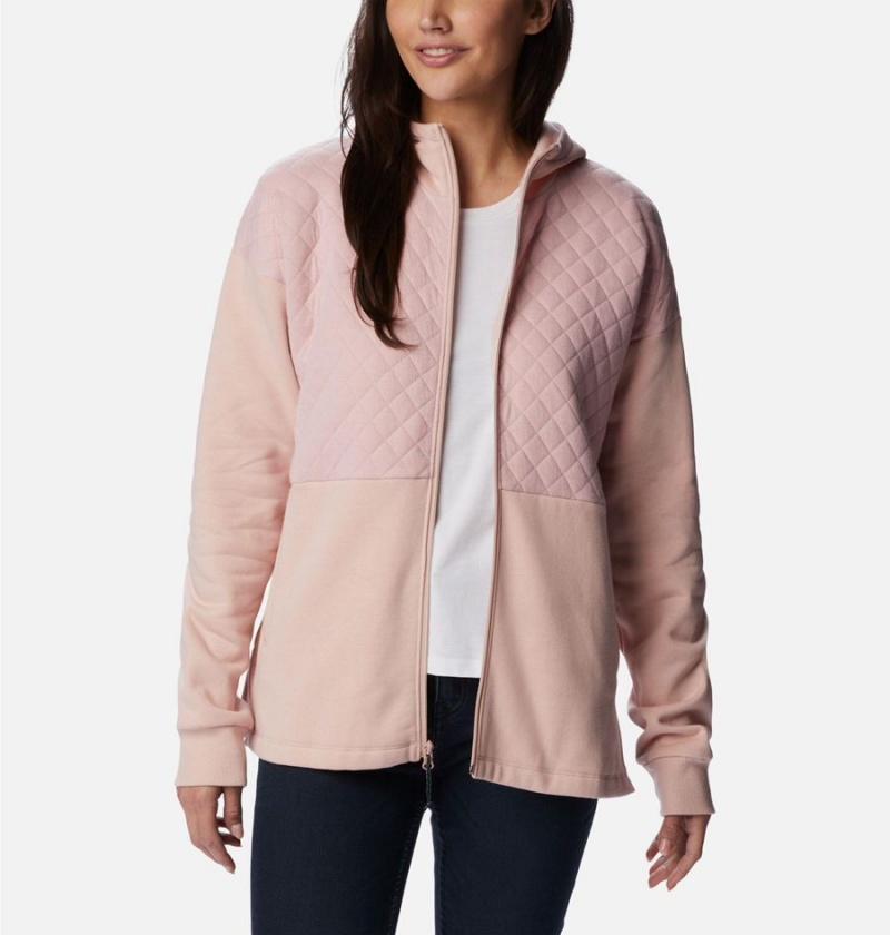 Columbia Hart Mountain Quilted Hooded Full Zip Women's Fleece Jacket Pink | OJBRLY-159