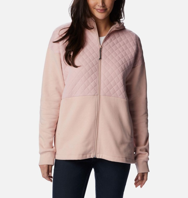 Columbia Hart Mountain Quilted Hooded Full Zip Women\'s Fleece Jacket Pink | OJBRLY-159