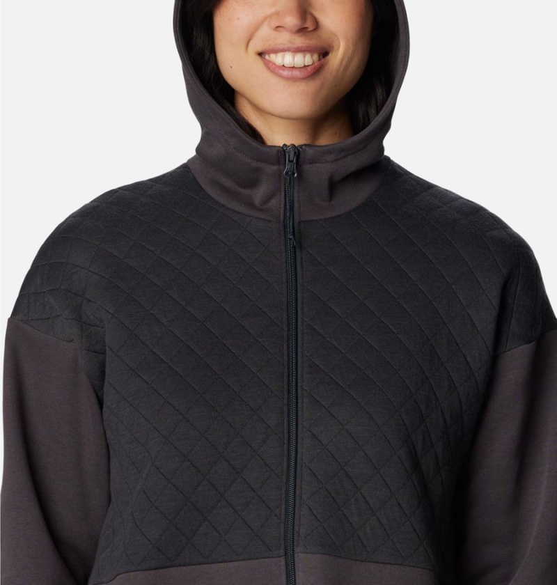 Columbia Hart Mountain Quilted Hooded Full Zip Women's Fleece Jacket Black | PDGFIM-213