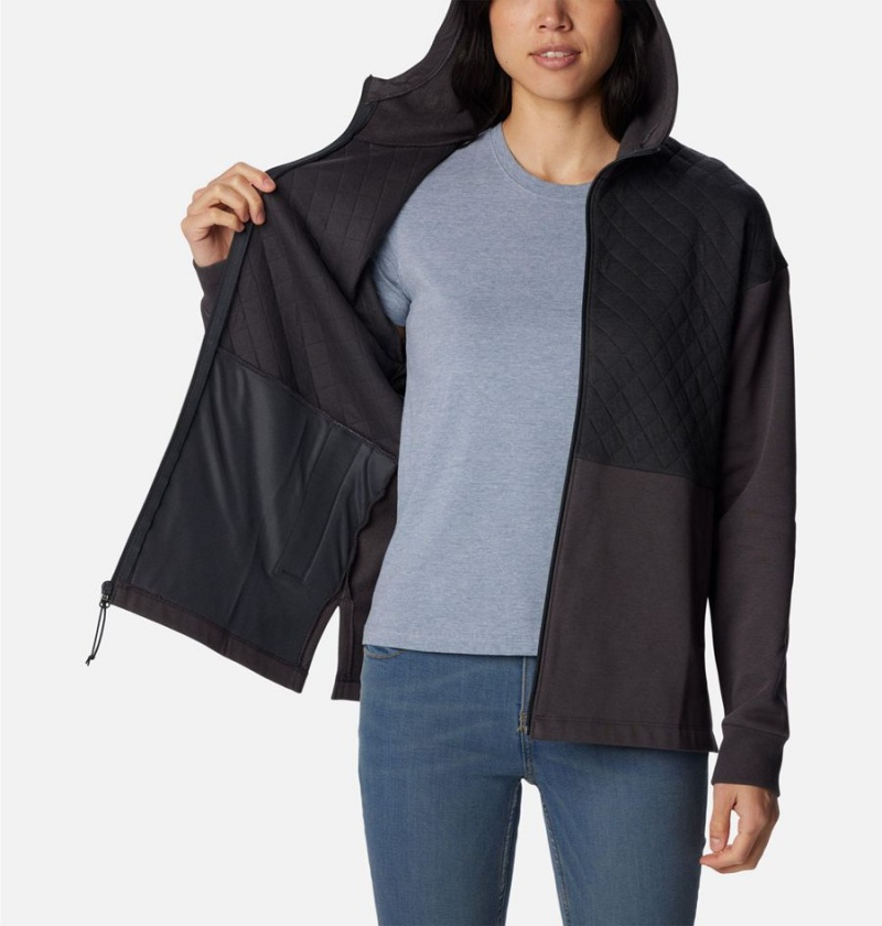 Columbia Hart Mountain Quilted Hooded Full Zip Women's Fleece Jacket Black | PDGFIM-213