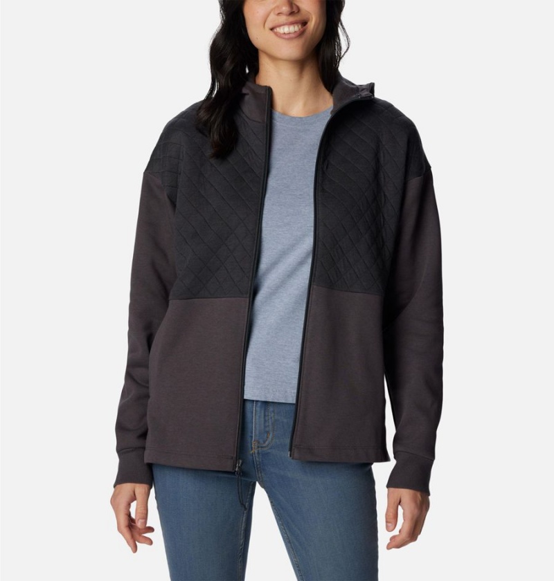 Columbia Hart Mountain Quilted Hooded Full Zip Women's Fleece Jacket Black | PDGFIM-213