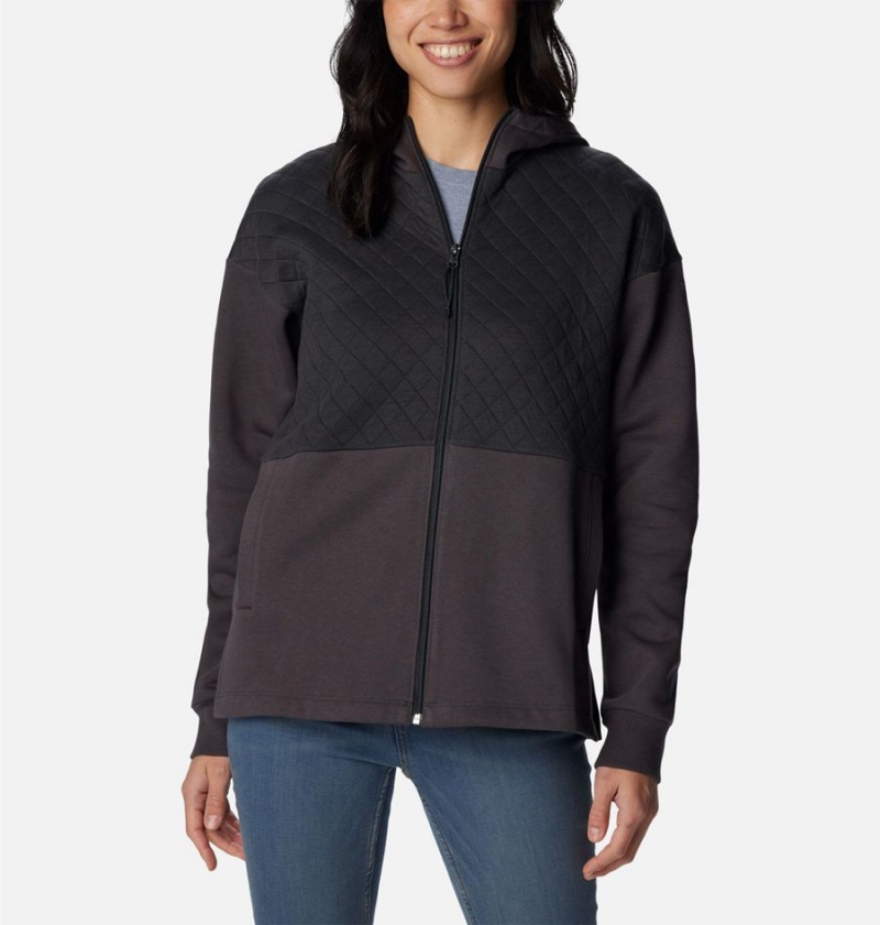 Columbia Hart Mountain Quilted Hooded Full Zip Women\'s Fleece Jacket Black | PDGFIM-213