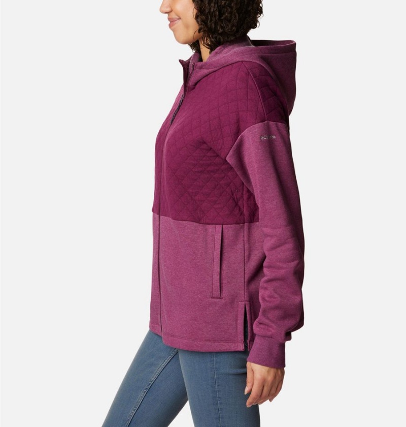 Columbia Hart Mountain Quilted Hooded Full Zip Women's Fleece Jacket Purple | HSJDOV-943