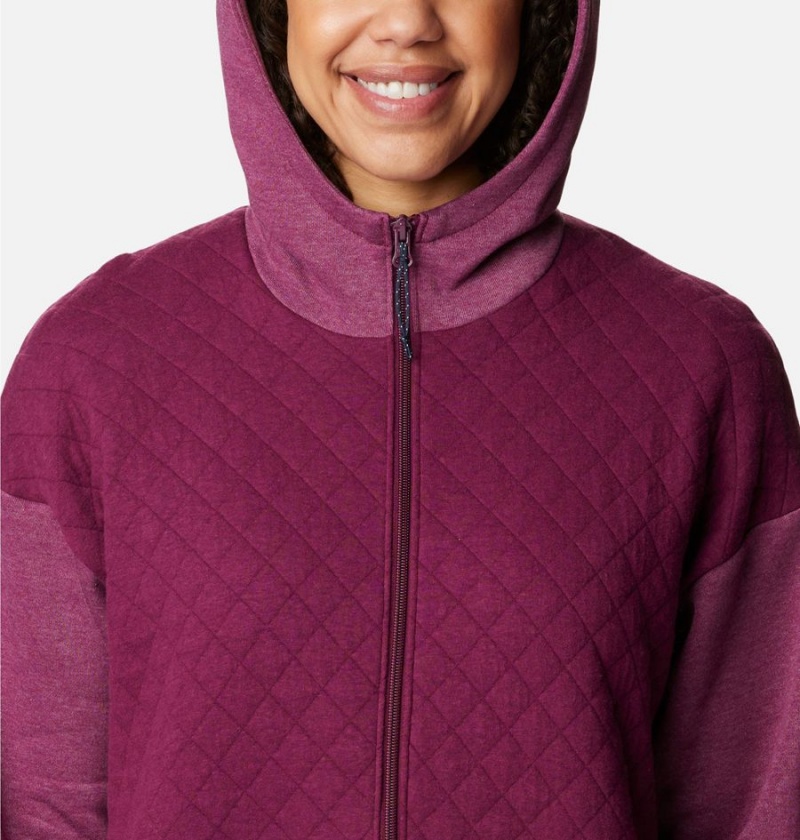 Columbia Hart Mountain Quilted Hooded Full Zip Women's Fleece Jacket Purple | HSJDOV-943