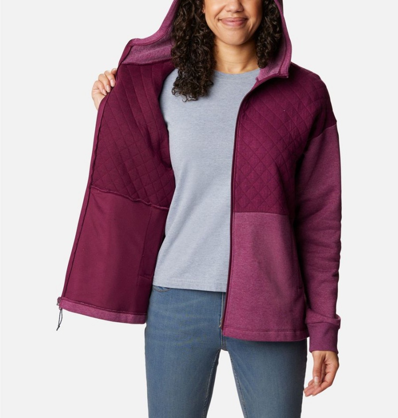 Columbia Hart Mountain Quilted Hooded Full Zip Women's Fleece Jacket Purple | HSJDOV-943