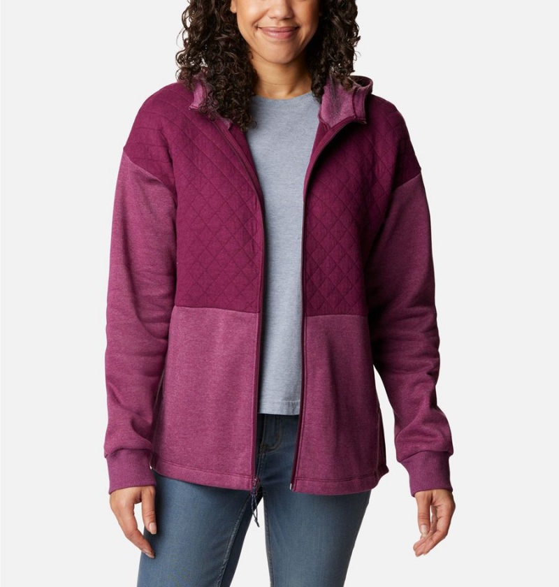 Columbia Hart Mountain Quilted Hooded Full Zip Women's Fleece Jacket Purple | HSJDOV-943