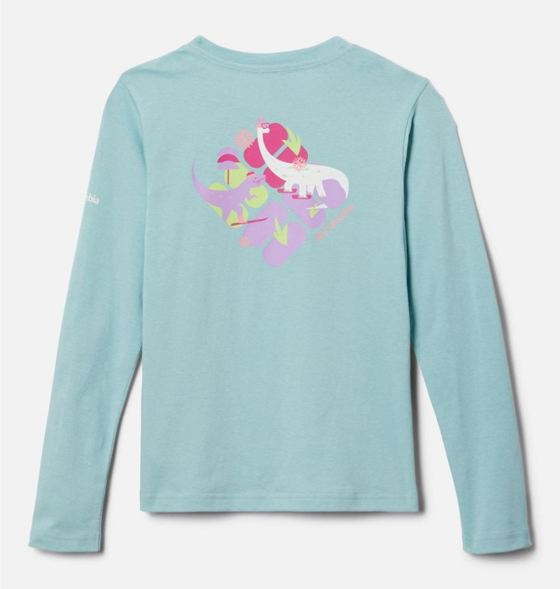 Columbia Hazeldel Hill Long Sleeve Graphic Kids' T-Shirt Turquoise | JAODGT-730