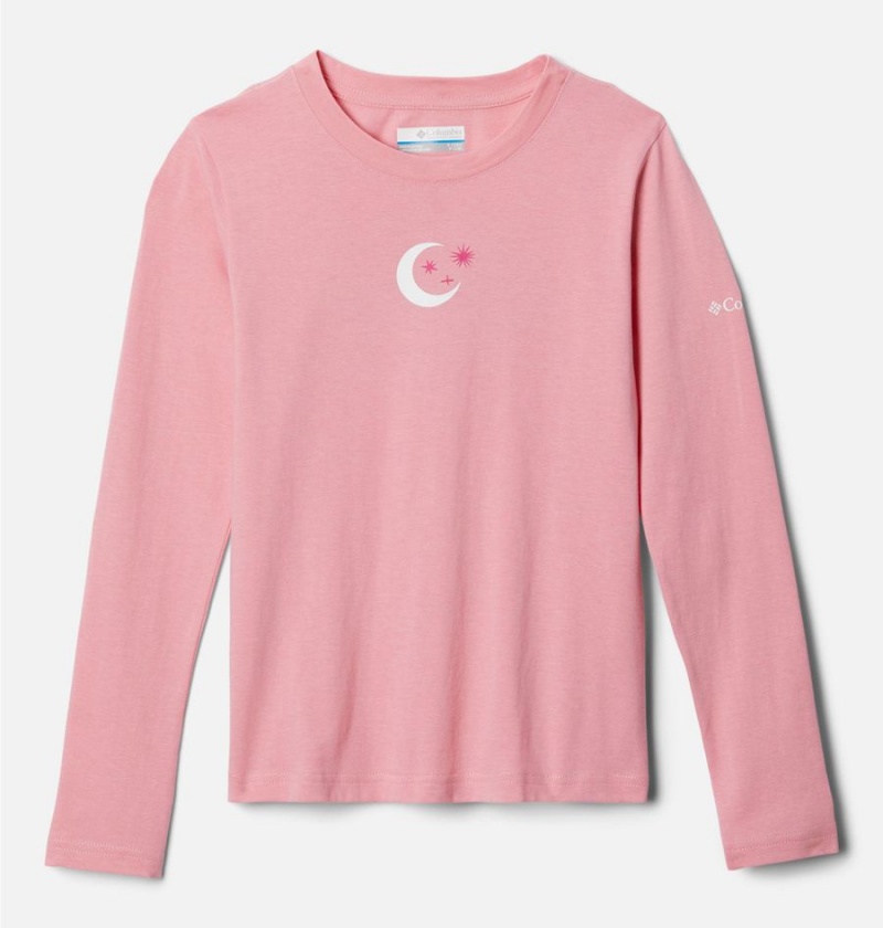 Columbia Hazeldel Hill Long Sleeve Graphic Kids\' T-Shirt Pink | JSWXUZ-097
