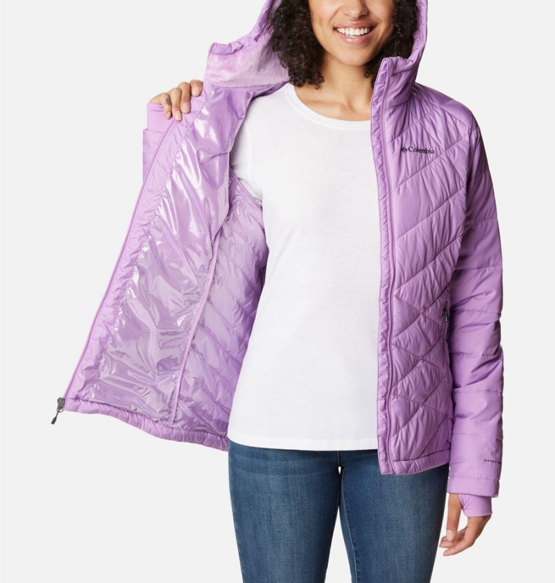 Columbia Heavenly Hooded Women's Puffer Jacket Purple | XVJTRC-049