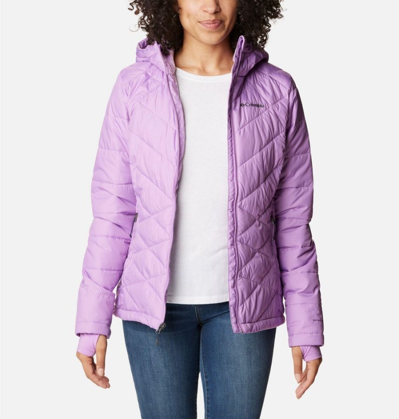 Columbia Heavenly Hooded Women's Puffer Jacket Purple | XVJTRC-049