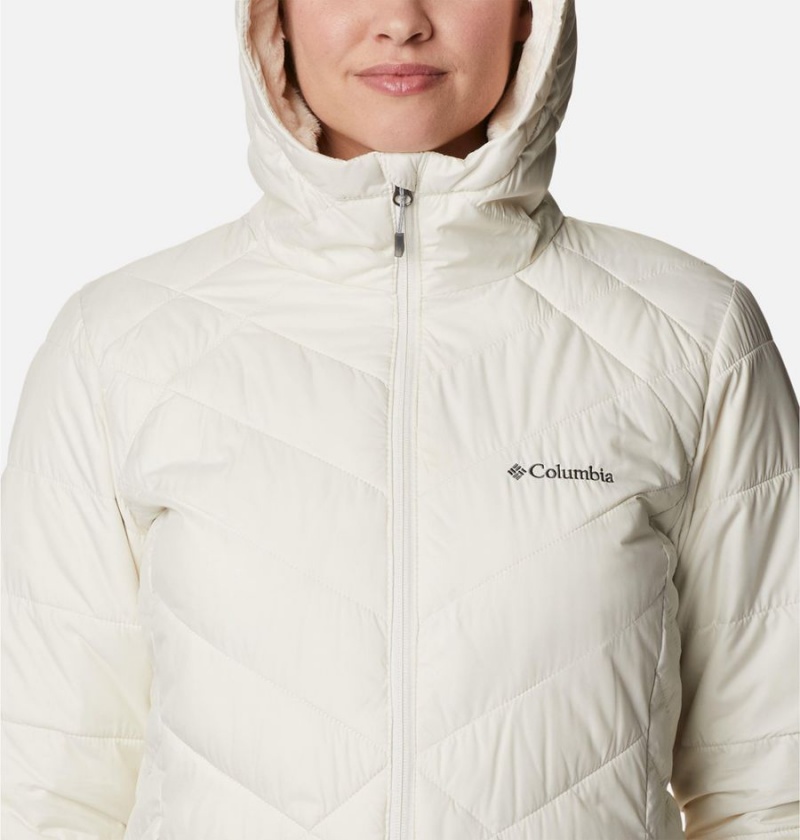 Columbia Heavenly Long Hooded Women's Puffer Jacket White | DUMTSF-468