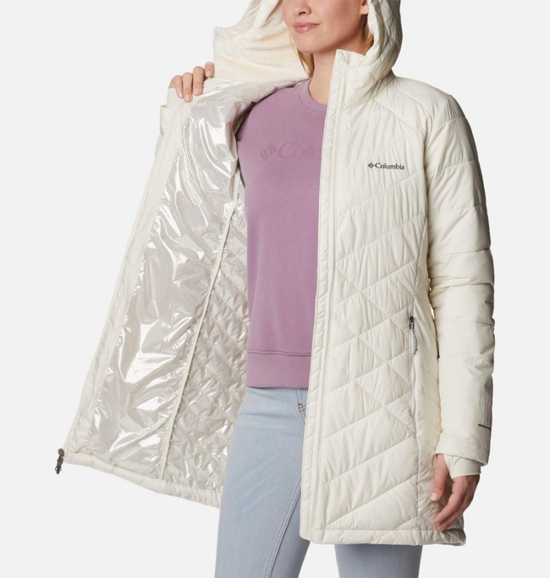 Columbia Heavenly Long Hooded Women's Puffer Jacket White | DUMTSF-468