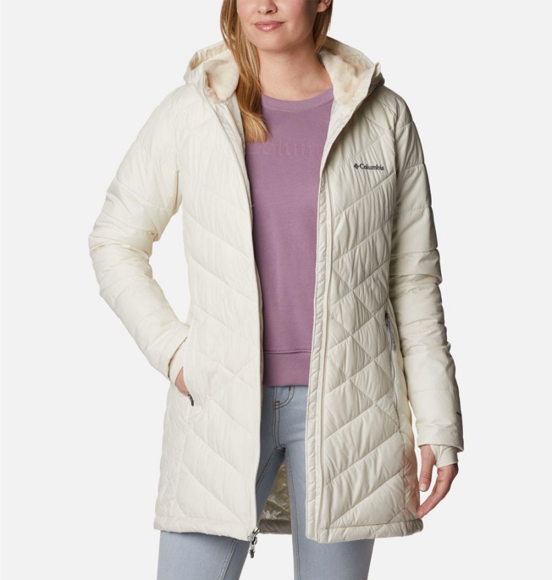 Columbia Heavenly Long Hooded Women's Puffer Jacket White | DUMTSF-468