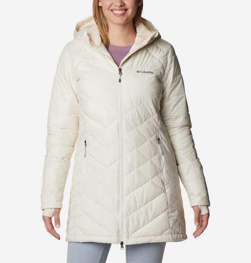 Columbia Heavenly Long Hooded Women\'s Puffer Jacket White | DUMTSF-468