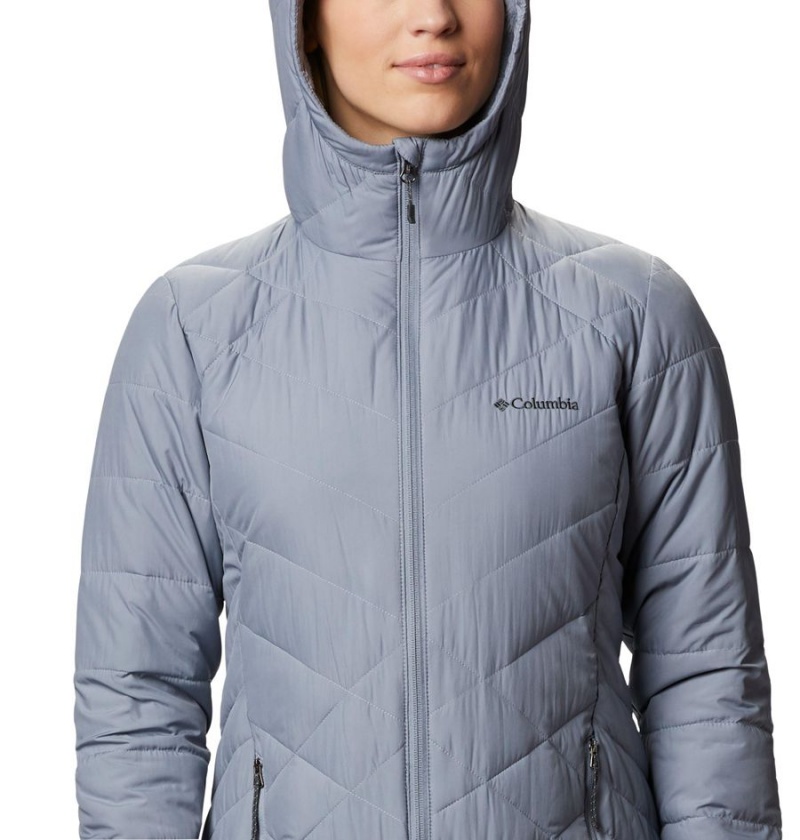 Columbia Heavenly Long Hooded Women's Puffer Jacket Grey | LHJCAE-501