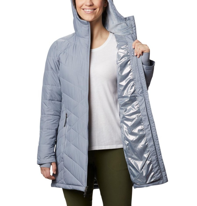 Columbia Heavenly Long Hooded Women's Puffer Jacket Grey | LHJCAE-501