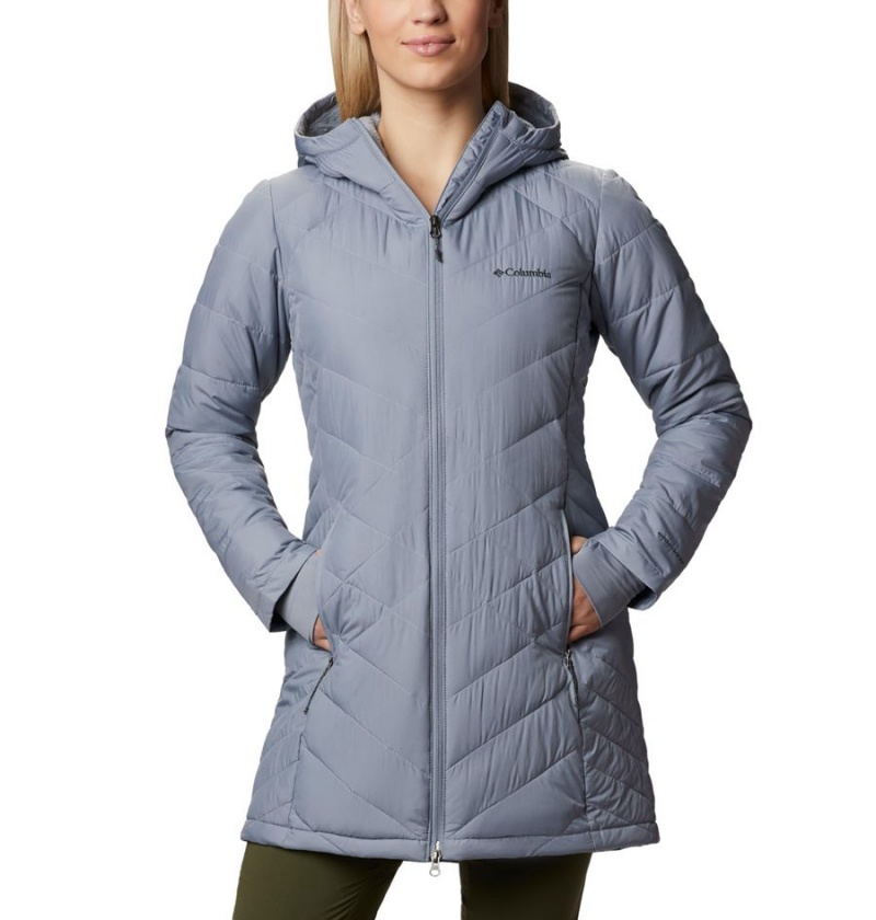 Columbia Heavenly Long Hooded Women\'s Puffer Jacket Grey | LHJCAE-501
