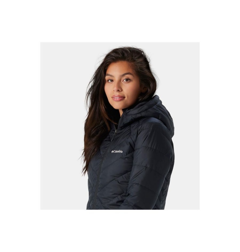 Columbia Heavenly Long Hooded Women's Puffer Jacket Black | CFTJRN-138