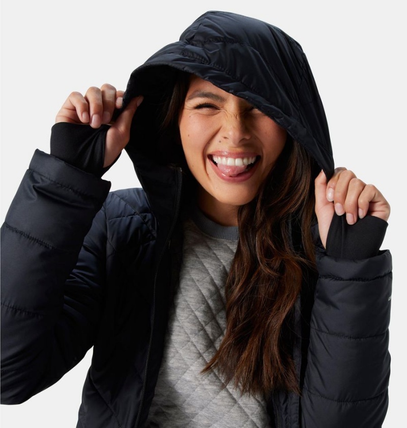 Columbia Heavenly Long Hooded Women's Puffer Jacket Black | CFTJRN-138