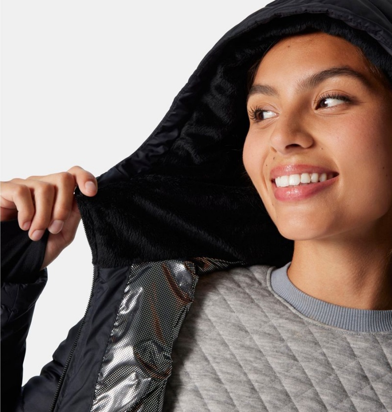 Columbia Heavenly Long Hooded Women's Puffer Jacket Black | CFTJRN-138