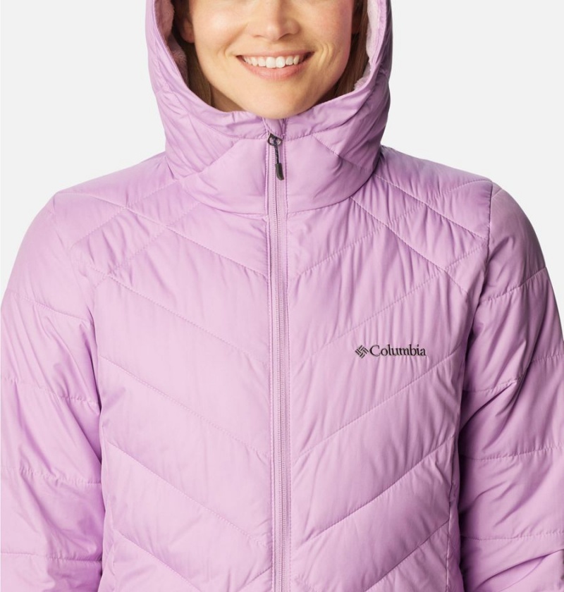 Columbia Heavenly Long Hooded Women's Puffer Jacket Purple | NIWEQX-934