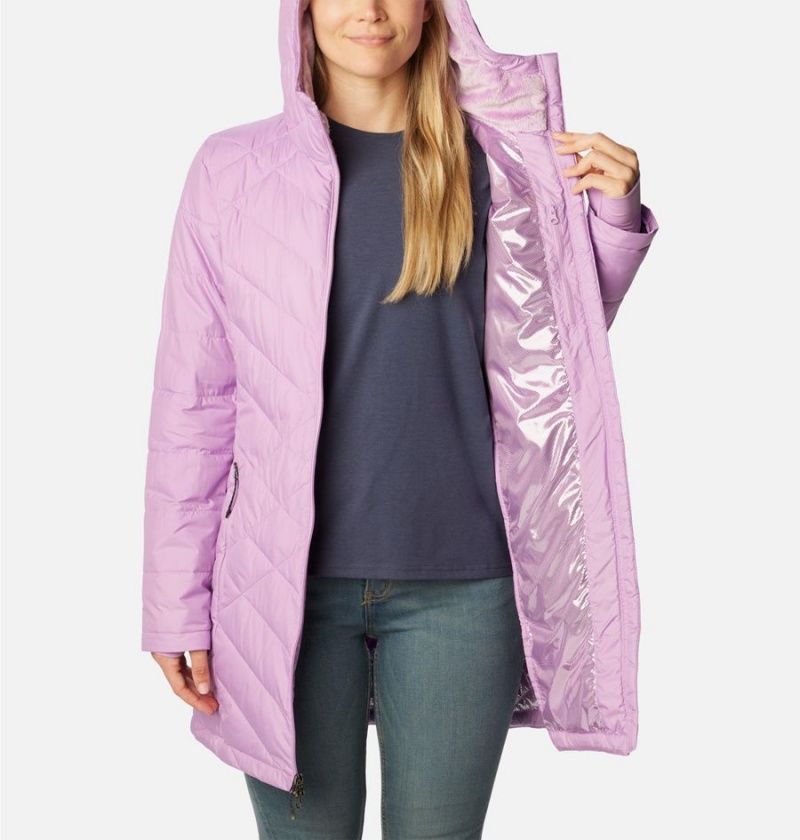 Columbia Heavenly Long Hooded Women's Puffer Jacket Purple | NIWEQX-934