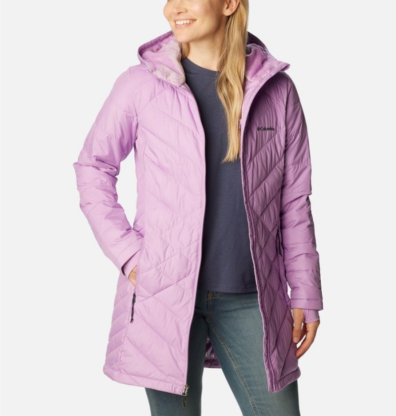Columbia Heavenly Long Hooded Women's Puffer Jacket Purple | NIWEQX-934