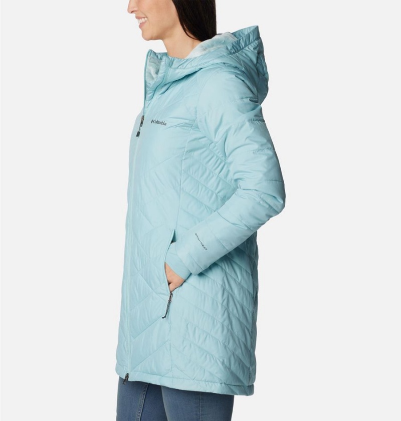 Columbia Heavenly Long Hooded Women's Puffer Jacket Turquoise | OQXKYD-608