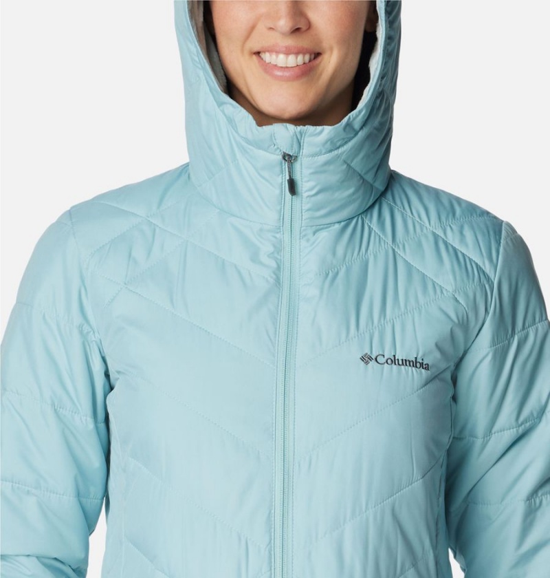 Columbia Heavenly Long Hooded Women's Puffer Jacket Turquoise | OQXKYD-608