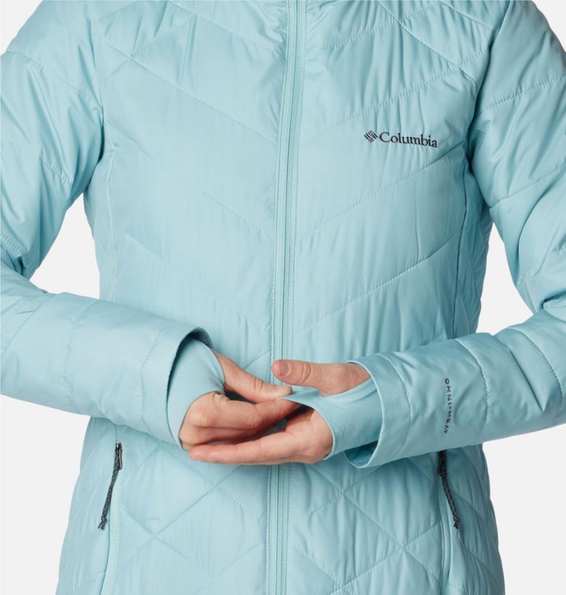 Columbia Heavenly Long Hooded Women's Puffer Jacket Turquoise | OQXKYD-608