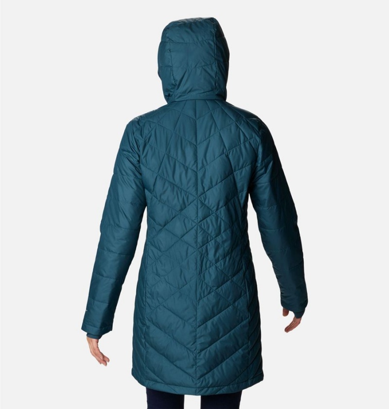 Columbia Heavenly Long Hooded Women's Puffer Jacket Turquoise | GLFZVM-630