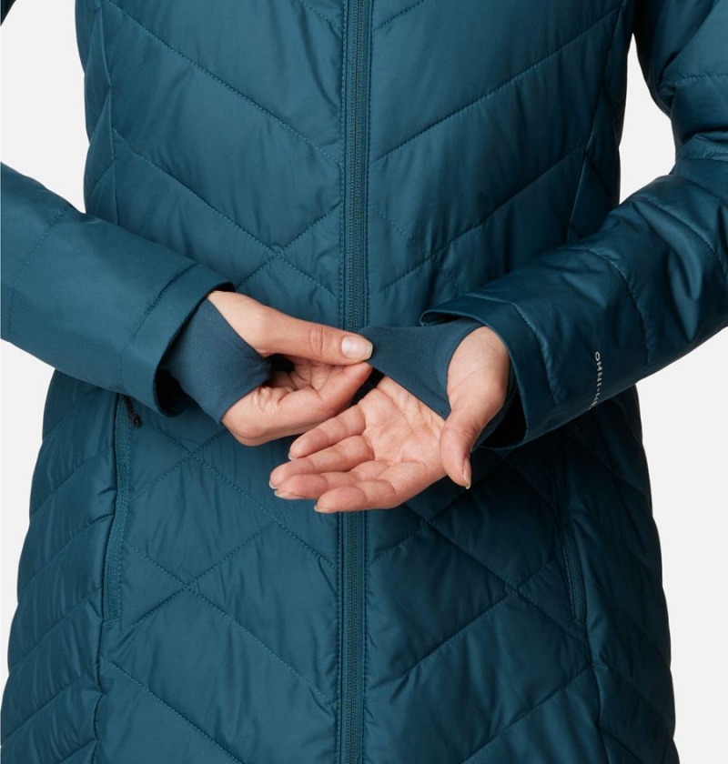 Columbia Heavenly Long Hooded Women's Puffer Jacket Turquoise | GLFZVM-630