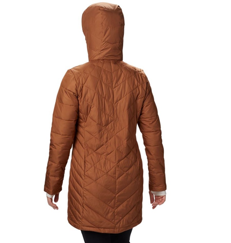 Columbia Heavenly Long Hooded Women's Puffer Jacket Brown | FUMLPW-296