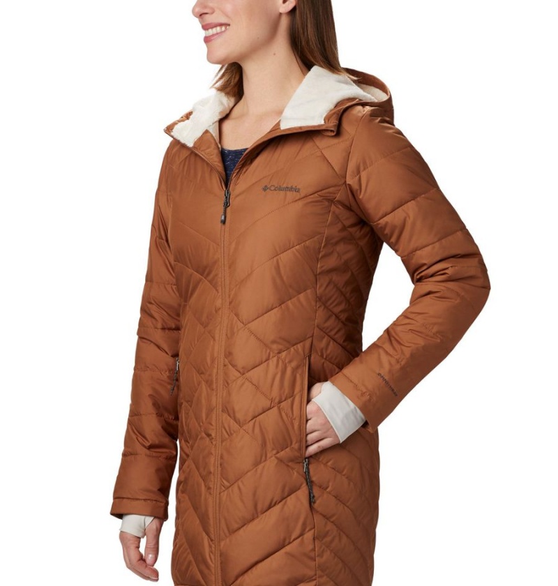 Columbia Heavenly Long Hooded Women's Puffer Jacket Brown | FUMLPW-296