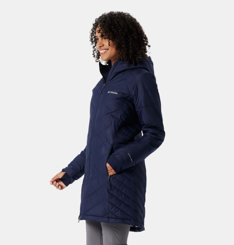 Columbia Heavenly Long Hooded Women's Puffer Jacket Navy | FHKYUC-601