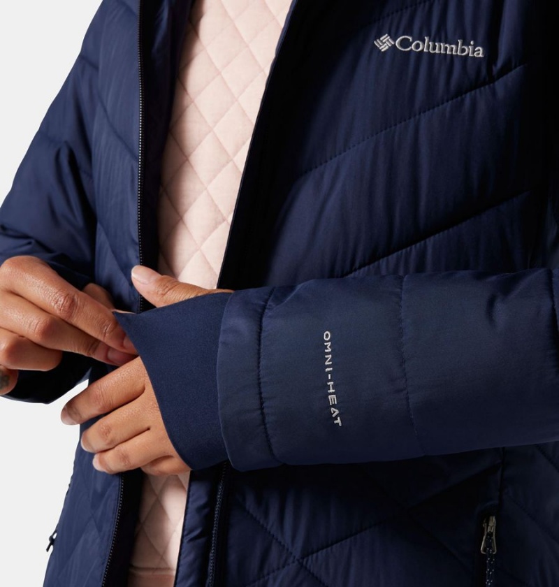 Columbia Heavenly Long Hooded Women's Puffer Jacket Navy | FHKYUC-601