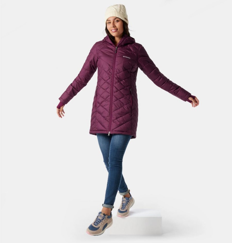 Columbia Heavenly Long Hooded Women's Puffer Jacket Purple | OWGIFL-739
