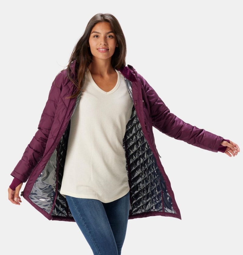 Columbia Heavenly Long Hooded Women's Puffer Jacket Purple | OWGIFL-739