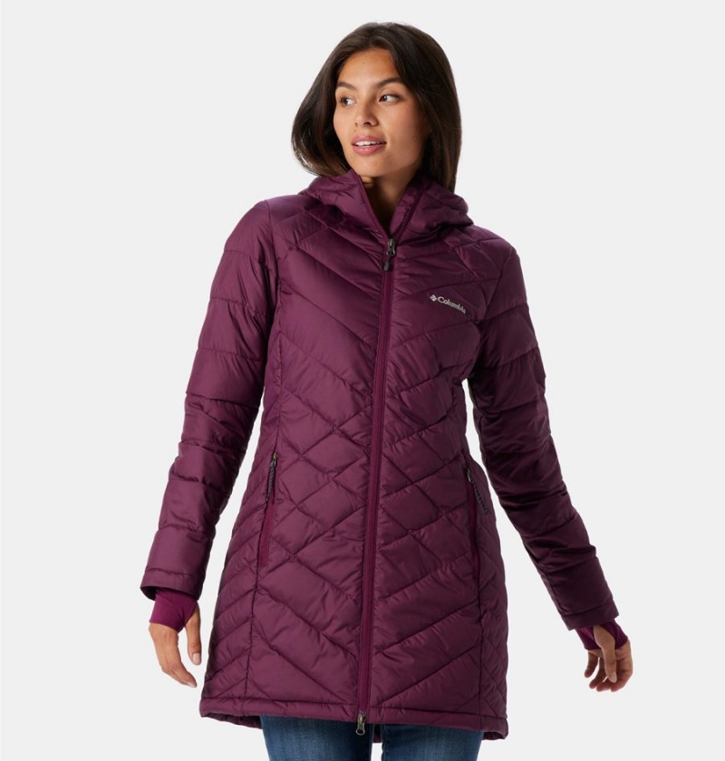 Columbia Heavenly Long Hooded Women\'s Puffer Jacket Purple | OWGIFL-739