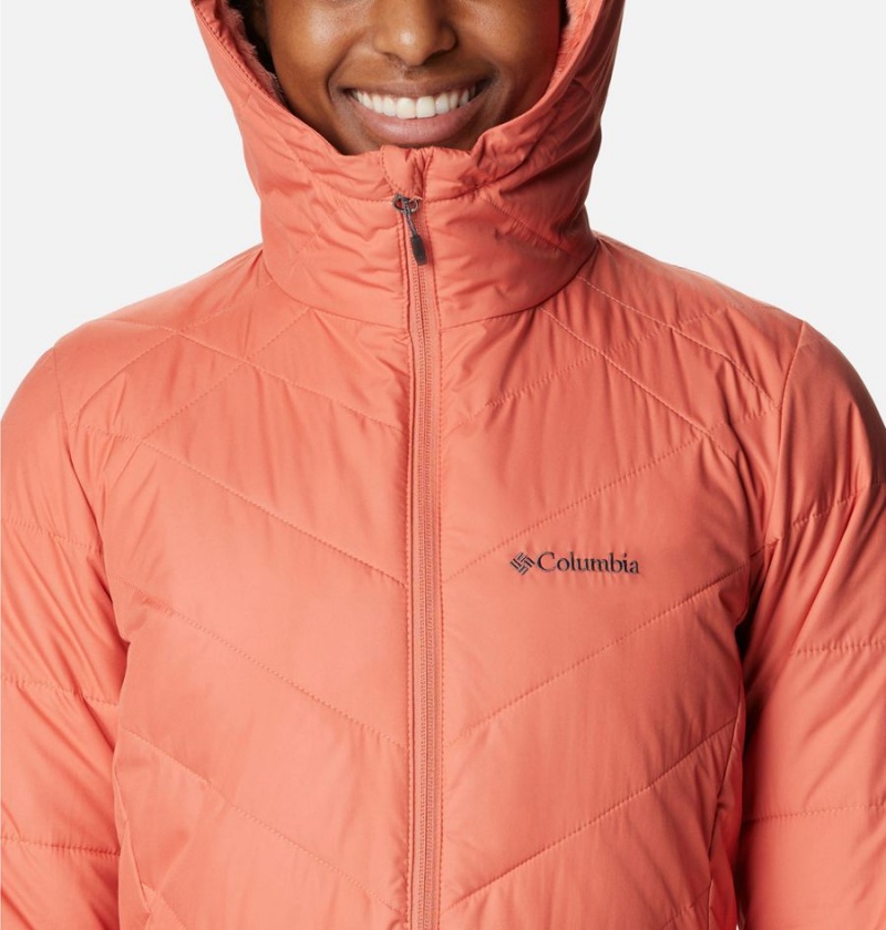 Columbia Heavenly Long Hooded Women's Puffer Jacket Coral | UYJBWQ-314