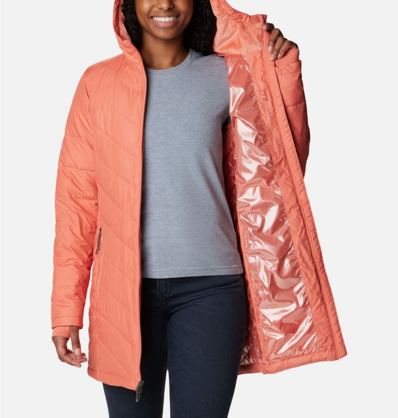 Columbia Heavenly Long Hooded Women's Puffer Jacket Coral | UYJBWQ-314