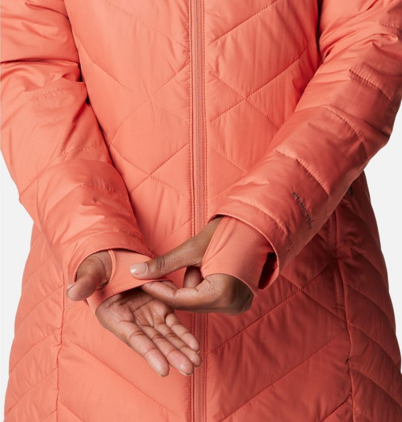 Columbia Heavenly Long Hooded Women's Puffer Jacket Coral | UYJBWQ-314